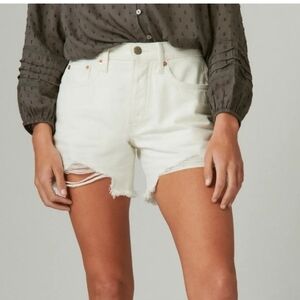 Lucky Brand 90's Midi Shorts White Distressed Denim NWT 16